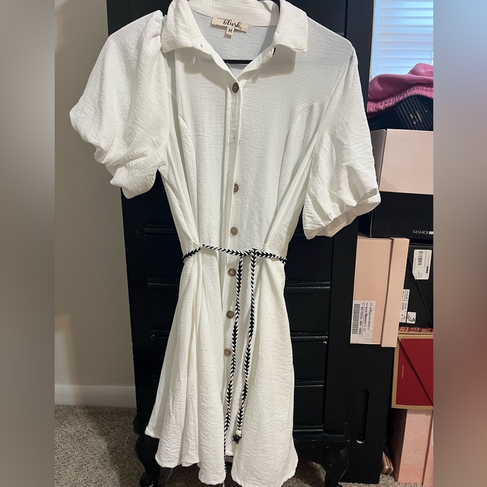 Blush White Button-Up dress